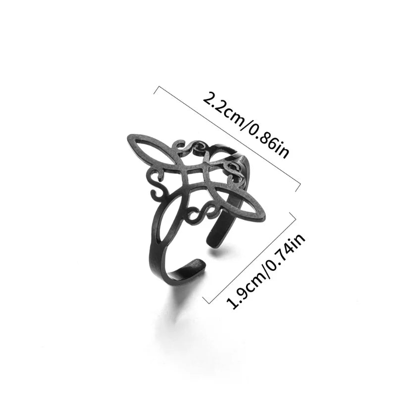 2023 Witch Knot Ring for Women Stainless Steel Adjustable Open Finger Rings 2023 New Witchcraft Amulet Jewelry Birthday Gift