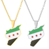 28TF Unisex Syria Country Map Flag Pendant Necklace Gold Silver Color Chain Choker Necklace Jewelry Christmas Party Ornament