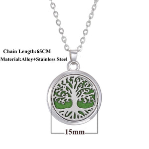 New Stainless Steel Fashion Tree of Life Aromatherapy Necklace Essential Oil Diffuser Perfume Locket Pendant Women Jewelry Gift