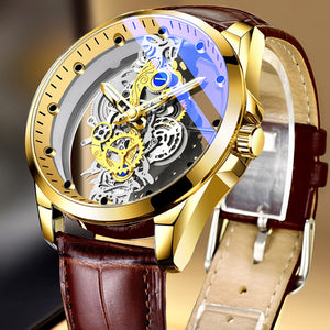 2023 New Men Watch Skeleton Automatic quartz Watch Gold Skeleton Vintage Man Watch Mens Watches Top Brand Luxury часы мужские