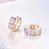 Colorful CZ Stone Small Hoop Earrings with Gold Plating for Women 1E2