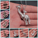 Christmas Jewelry Gift Simple Deer Antlers Giraffe Pendant Necklace For Kids Metal Chain Vintage Style Xmas Jewelry Gift