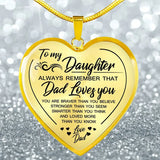 To My Daughter Always Remember That Dad Love You Heart Pendant Necklace Exquisite Butterfly Necklace Women Girls Family Gifts