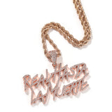 UWIN Cursive Font Real Hasta La Muerte Letters Pendant Necklaces For Men Iced Out Cubic Zircon Charms Fashion Jewelry for Gift