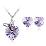 Crystal Heart Pendant fashion Jewelry set Necklace Earring cute romantic lover birthday gift dropshipping promotion top quality