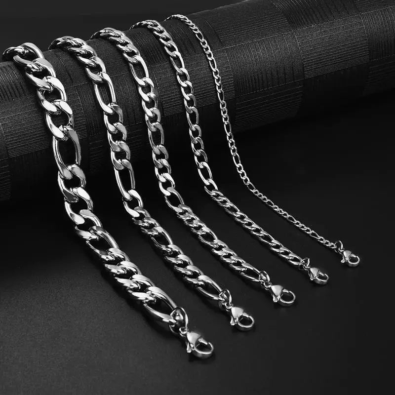 Figaro Chain Necklace Stainless Steel Link for Men Women 3 Colors Jewelry Accessories Waterproof NK Necklaces