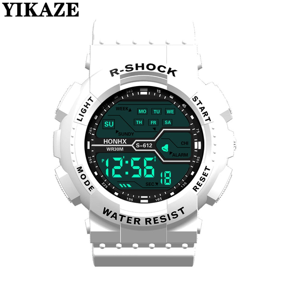 YIKAZE Black Digital Watch for Men Sports Watches Waterproof Outdoor Chronograph Hand Clock G Infantry Shock Student Wristwatch