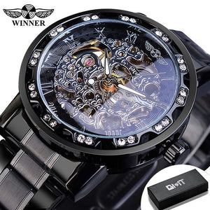 Transparent Fashion Diamond Luminous Gear Movement Royal Design Men Top Brand Luxury Male Mechanical Skeleton Wrist Watch