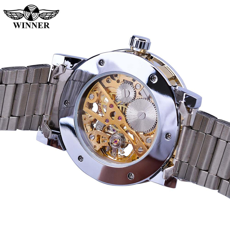 Transparent Fashion Diamond Luminous Gear Movement Royal Design Men Top Brand Luxury Male Mechanical Skeleton Wrist Watch