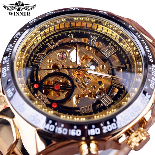 Men Bezel Golden Watch