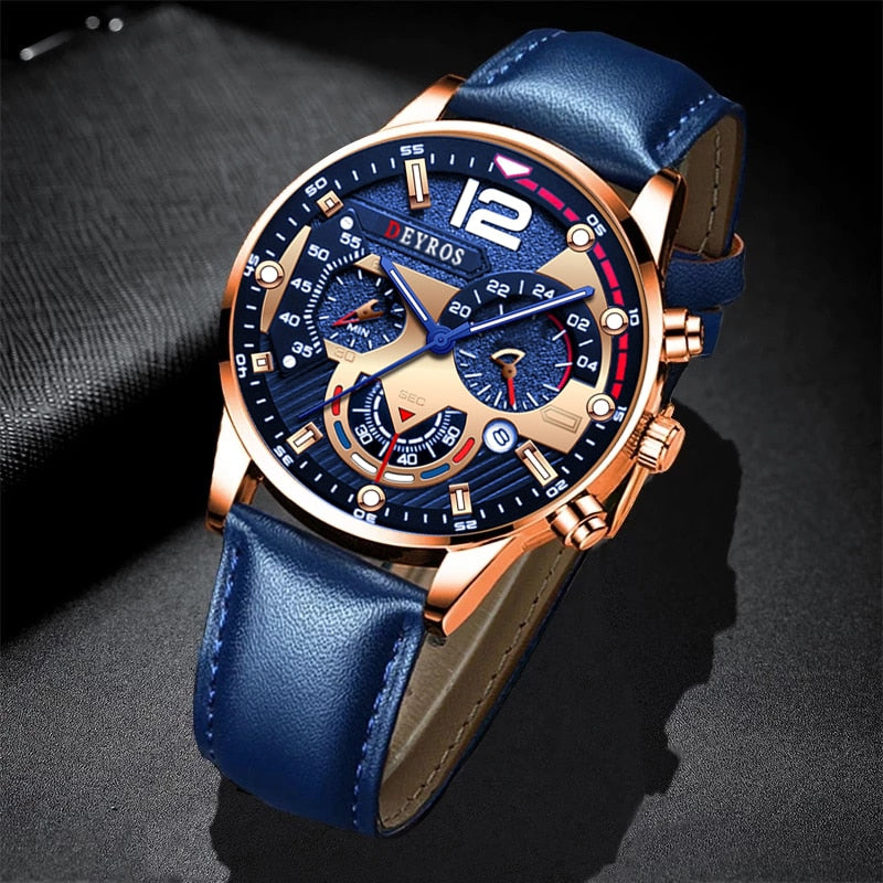 Fashion Mens Business Watches Luxury Gold Stainless Steel Mesh Belt Quartz Wrist Watch Luminous Clock Men Casual Leather Watch